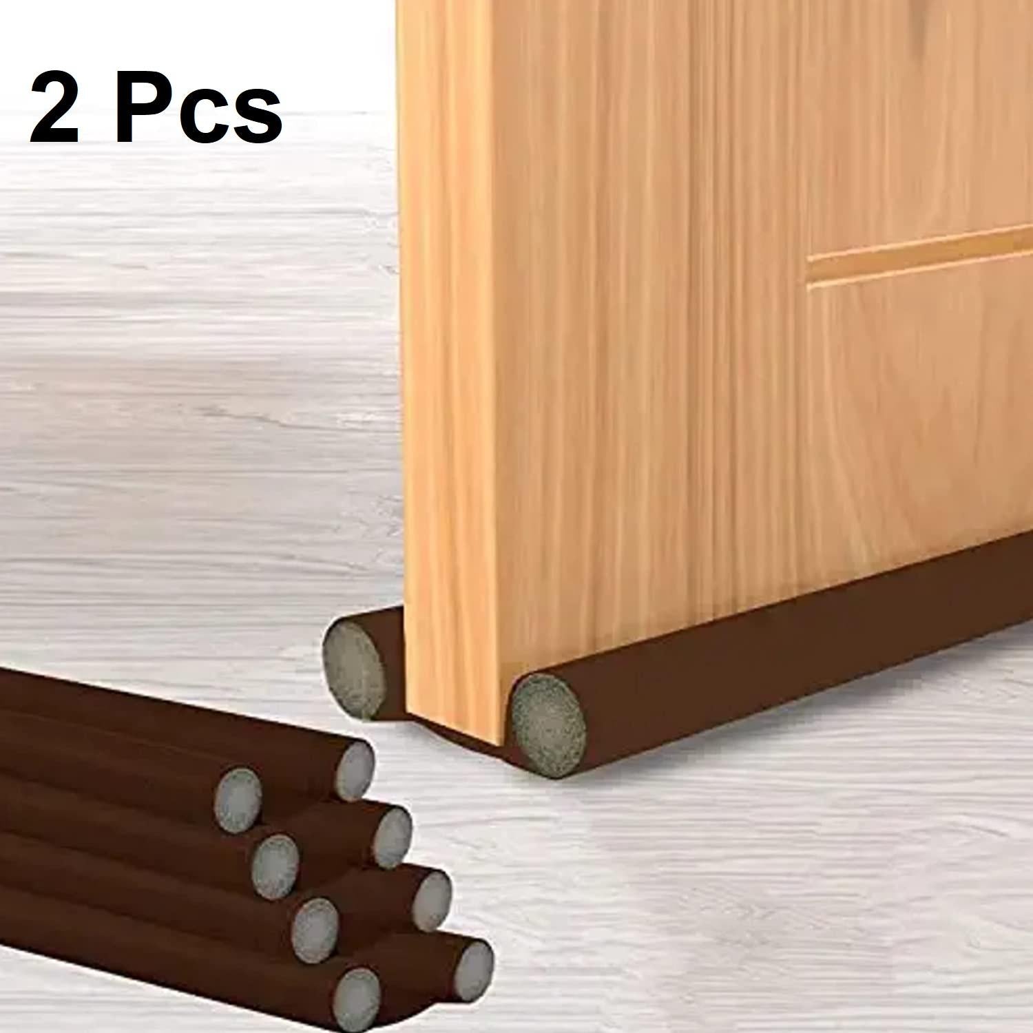 Door Protector- Door Draft Fabric Cover Guard Door Gap Sealer Sound-Proof Reduce Noise Waterproof - Brown (Pack Of 2)